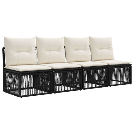Havesofa Sæt 10 stk. Sort og Cremehvid polyrattan