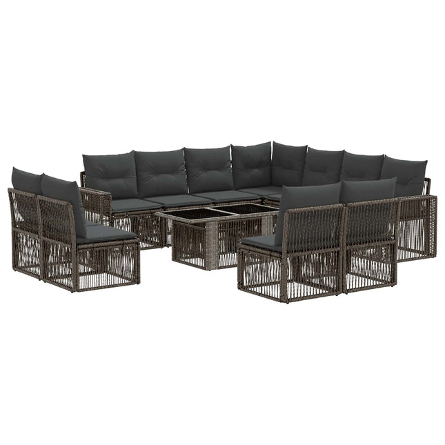 Havesofa Sæt 12 stk. Grå og Mørkegrå polyrattan