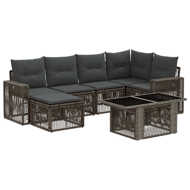 Havesofa Sæt 7 stk. Grå og Mørkegrå polyrattan