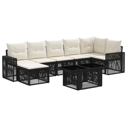 Havesofa Sæt 8 stk. Sort og Cremehvid polyrattan