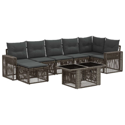 Havesofa Sæt 8 stk. Grå og Mørkegrå polyrattan