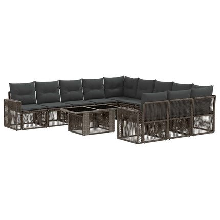 Havesofa Sæt 12 stk. Grå og Mørkegrå polyrattan