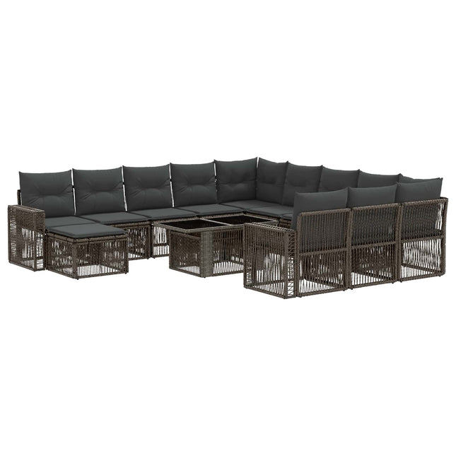 Havesofa Sæt 13 stk. Grå og Mørkegrå polyrattan