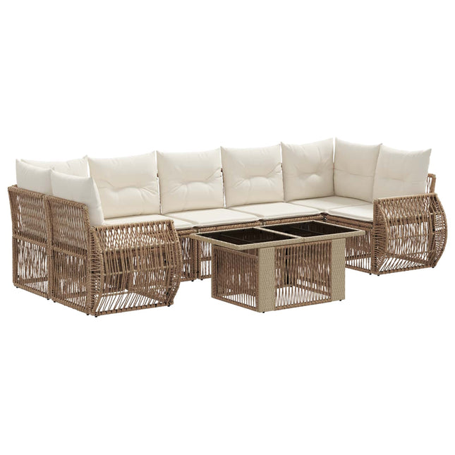 Havesofa Sæt 8 stk. Beige og cremehvid polyrattan