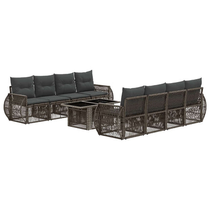 Havesofa Sæt 9 stk. Grå og Mørkegrå polyrattan