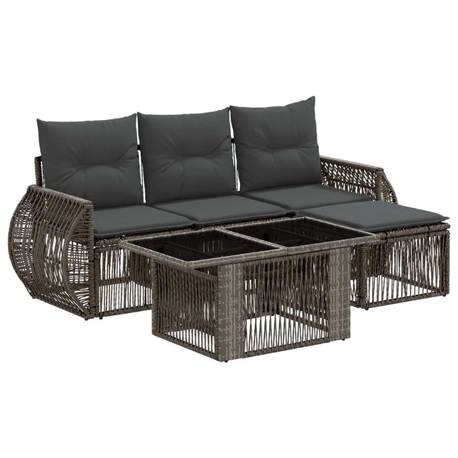 Havesofa Sæt 5 stk. Grå og Mørkegrå polyrattan