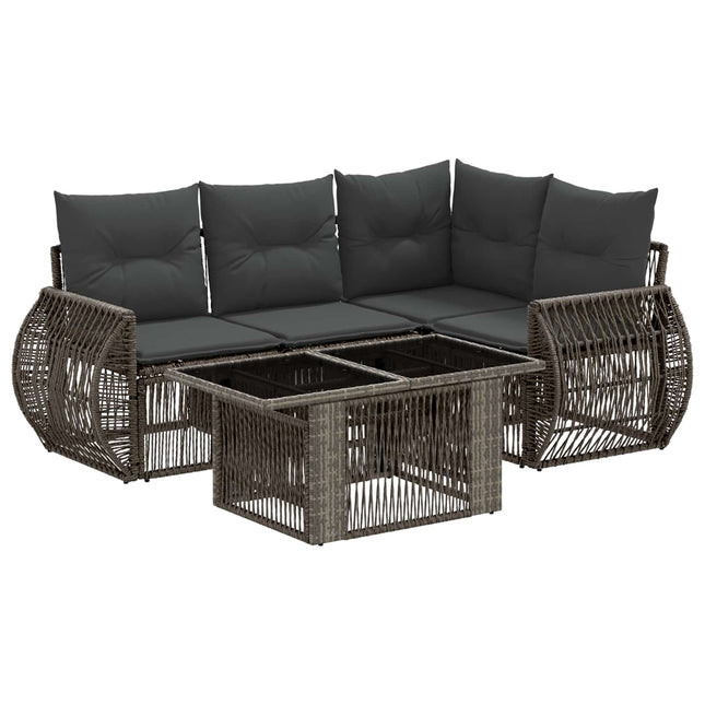 Havesofa Sæt 5 stk. Grå og Mørkegrå polyrattan