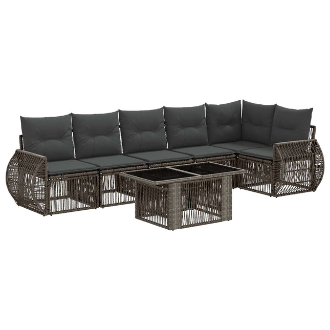 Havesofa Sæt 7 stk. Grå og Mørkegrå polyrattan