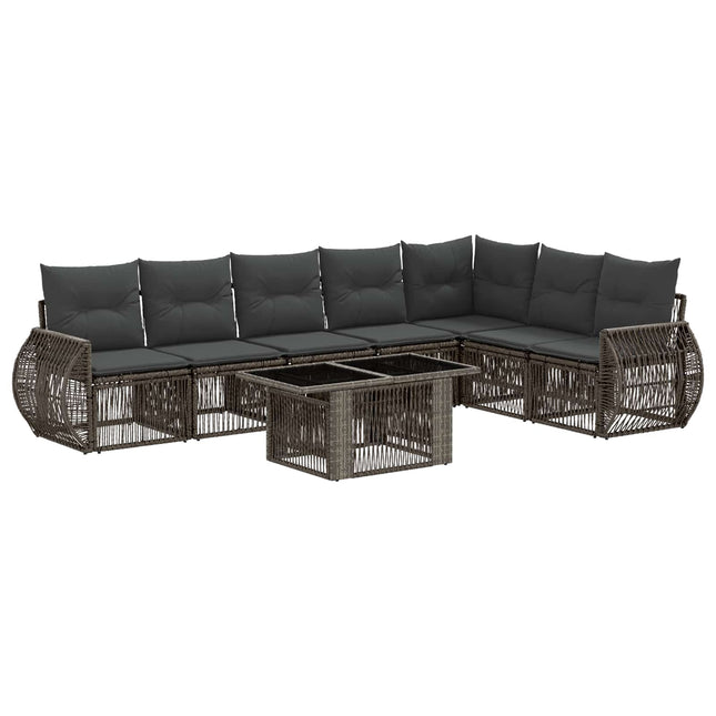 Havesofa Sæt 8 stk. Grå og Mørkegrå polyrattan