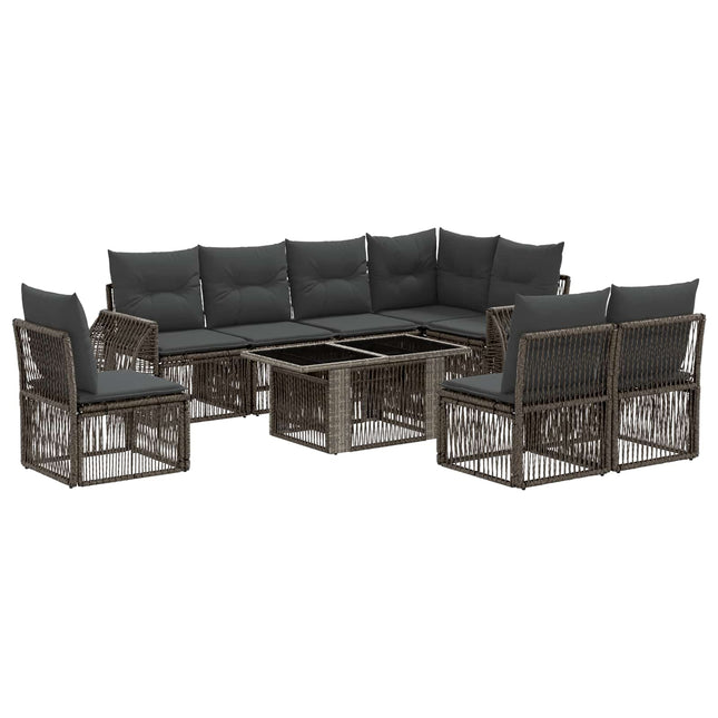 Havesofa Sæt 9 stk. Grå og Mørkegrå polyrattan