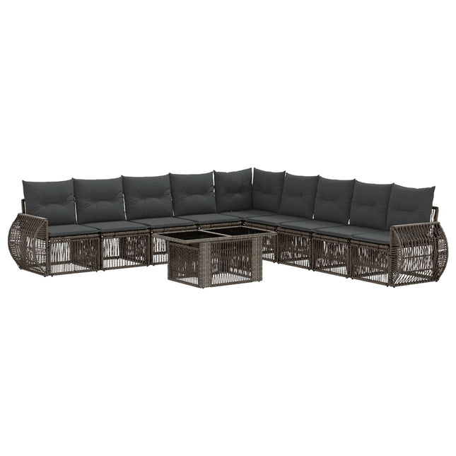 Havesofa Sæt 10 stk. Grå og Mørkegrå polyrattan