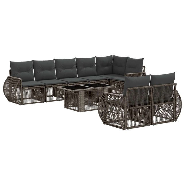 Havesofa Sæt 9 stk. Grå og Mørkegrå polyrattan