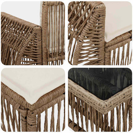 Havesofa Sæt 9 stk. Beige og cremehvid polyrattan