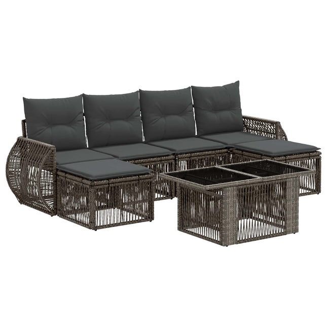 Havesofa Sæt 7 stk. Grå og Mørkegrå polyrattan