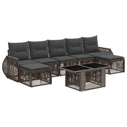 Havesofa Sæt 8 stk. Grå og Mørkegrå polyrattan