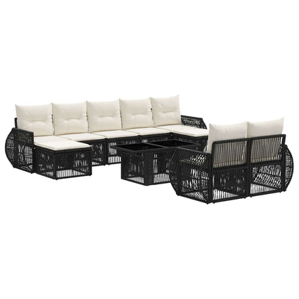 Havesofa Sæt 10 stk. Sort og Cremehvid polyrattan