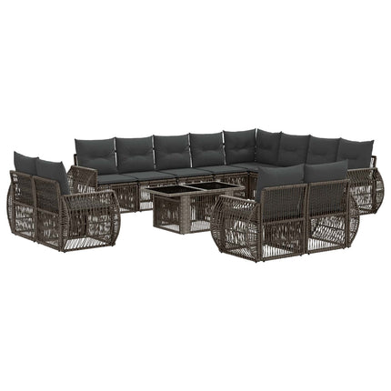 Havesofa Sæt 13 stk. Grå og Mørkegrå polyrattan
