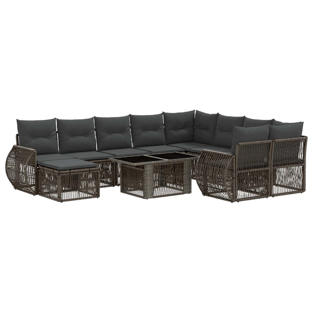 Havesofa Sæt 11 stk. Grå og Mørkegrå polyrattan