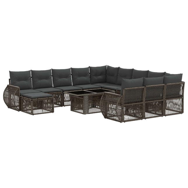 Havesofa Sæt 13 stk. Grå og Mørkegrå polyrattan