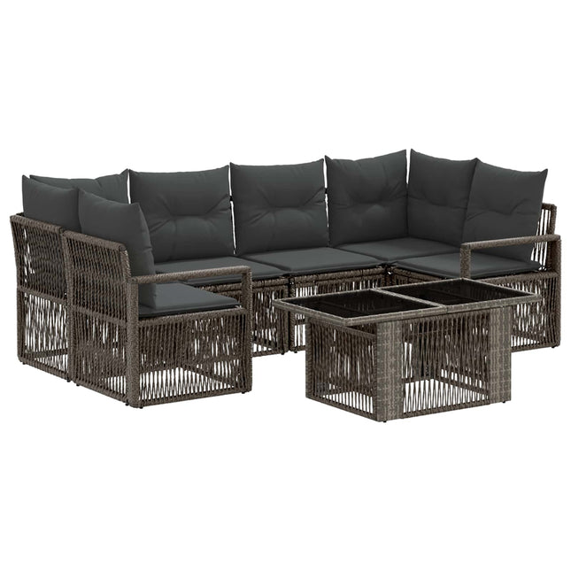 Havesofa Sæt 7 stk. Grå og Mørkegrå polyrattan