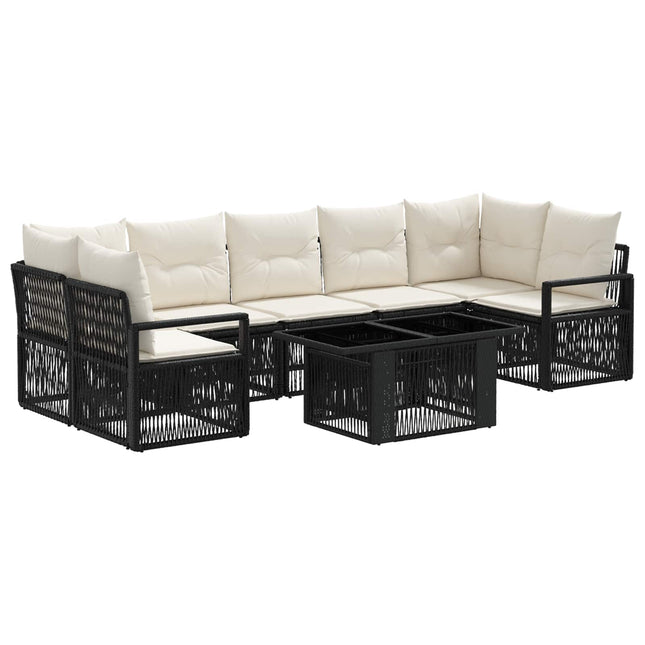 Havesofa Sæt 8 stk. Sort og Cremehvid polyrattan