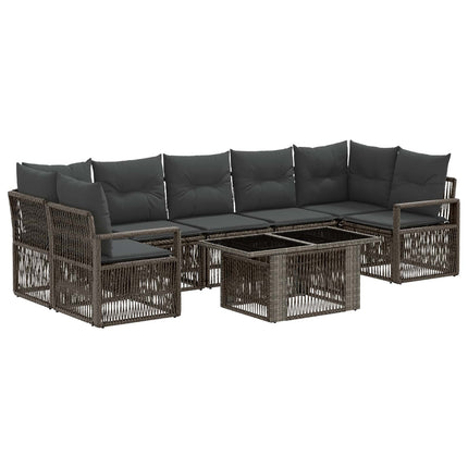 Havesofa Sæt 8 stk. Grå og Mørkegrå polyrattan
