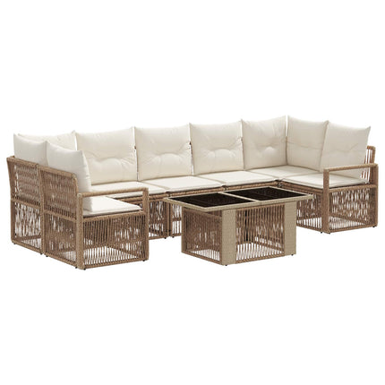 Havesofa Sæt 8 stk. Beige og cremehvid polyrattan