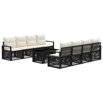 Havesofa Sæt 9 stk. Sort og Cremehvid polyrattan