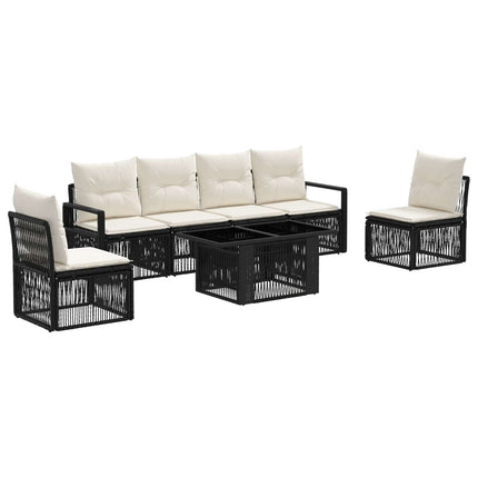 Havesofa Sæt 7 stk. Sort og Cremehvid polyrattan