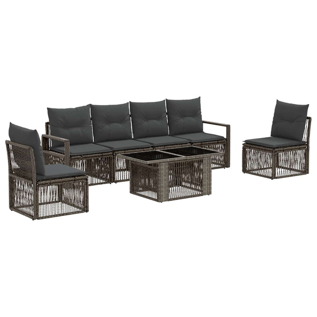 Havesofa Sæt 7 stk. Grå og Mørkegrå polyrattan