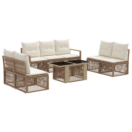 Havesofa Sæt 8 stk. Beige og cremehvid polyrattan