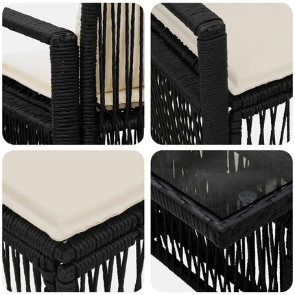 Havesofa Sæt 6 stk. Sort og Cremehvid polyrattan