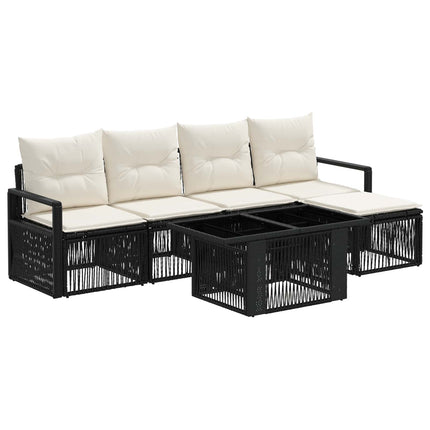 Havesofa Sæt 6 stk. Sort og Cremehvid polyrattan
