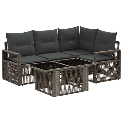 Havesofa Sæt 5 stk. Grå og Mørkegrå polyrattan