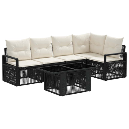Havesofa Sæt 6 stk. Sort og Cremehvid polyrattan