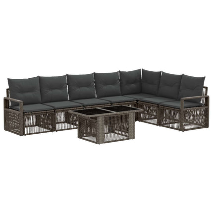 Havesofa Sæt 8 stk. Grå og Mørkegrå polyrattan