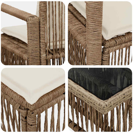 Havesofa Sæt 12 stk. Beige og cremehvid polyrattan