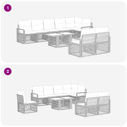 Havesofa Sæt 9 stk. Grå og Mørkegrå polyrattan