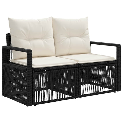 Havesofa Sæt 7 stk. Sort og Cremehvid polyrattan