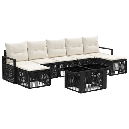 Havesofa Sæt 8 stk. Sort og Cremehvid polyrattan