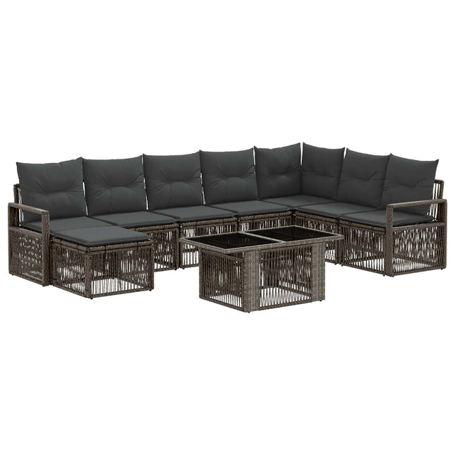 Havesofa Sæt 9 stk. Grå og Mørkegrå polyrattan
