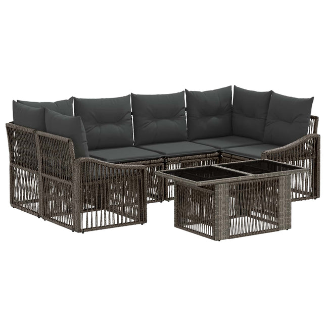 Havesofa Sæt 7 stk. Grå og Mørkegrå polyrattan