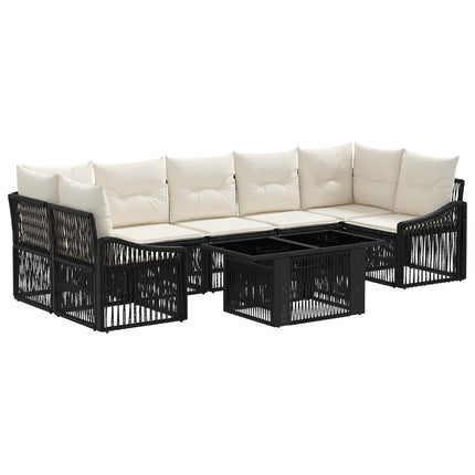Havesofa Sæt 8 stk. Sort og Cremehvid polyrattan