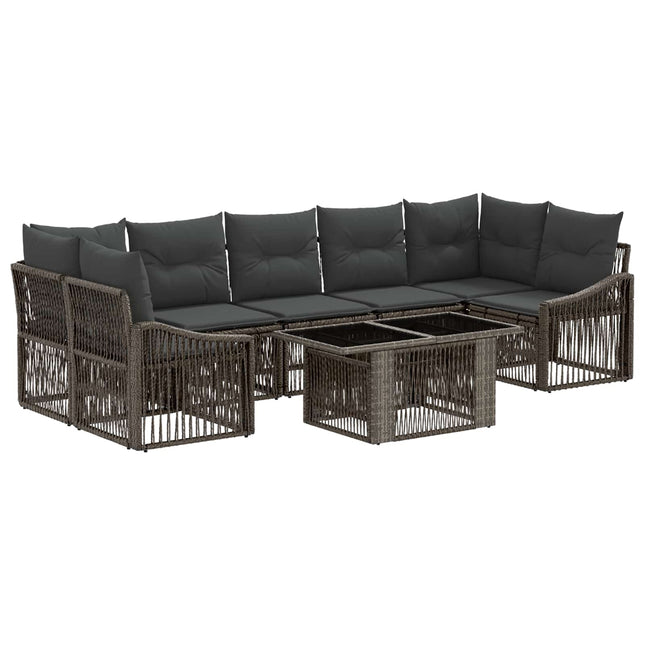 Havesofa Sæt 8 stk. Grå og Mørkegrå polyrattan