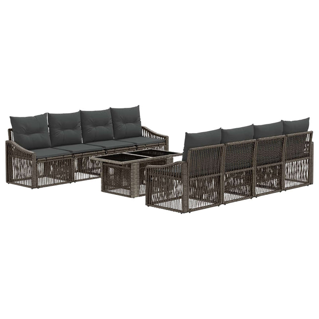 Havesofa Sæt 9 stk. Grå og Mørkegrå polyrattan