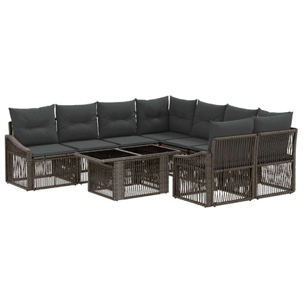 Havesofa Sæt 9 stk. Grå og Mørkegrå polyrattan