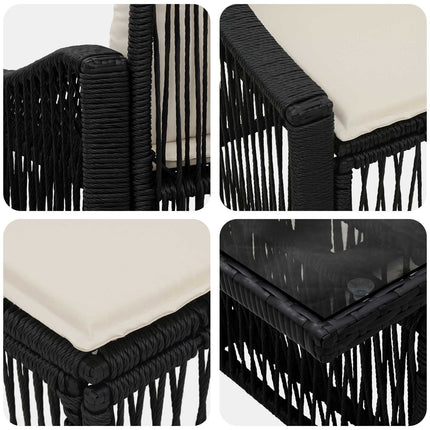 Havesofa Sæt 8 stk. Sort og Cremehvid polyrattan