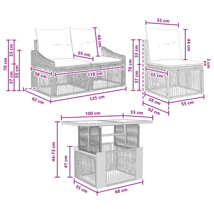 Havesofa Sæt 9 stk. Beige og cremehvid polyrattan