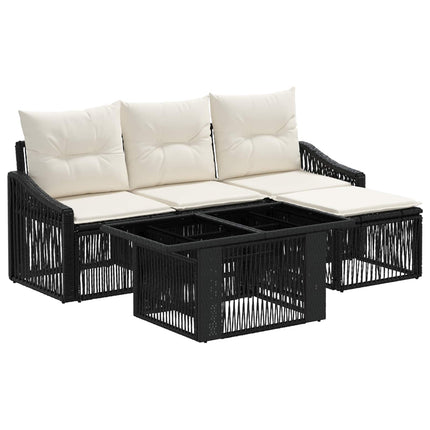 Havesofa Sæt 5 stk. Sort og Cremehvid polyrattan