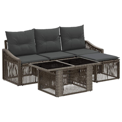 Havesofa Sæt 5 stk. Grå og Mørkegrå polyrattan